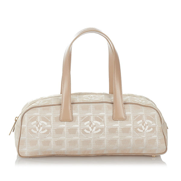 シャネル ニュートラベル ベージュ キャンバス レザー ハンドバッグ レディース CHANEL 【中古】