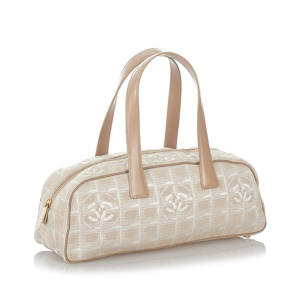 シャネル ニュートラベル ベージュ キャンバス レザー ハンドバッグ レディース CHANEL 【中古】