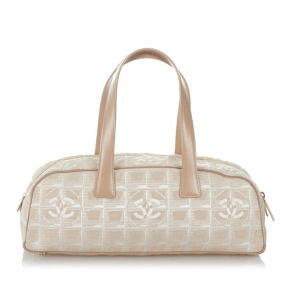 シャネル ニュートラベル ベージュ キャンバス レザー ハンドバッグ レディース CHANEL 【中古】