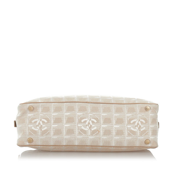 シャネル ニュートラベル ベージュ キャンバス レザー ハンドバッグ レディース CHANEL 【中古】