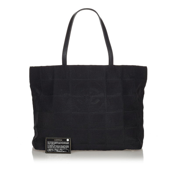 シャネル ニュートラベルライン トートバッグ ブラック ナイロン レザー レディース CHANEL 【中古】