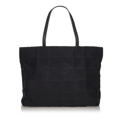 シャネル ニュートラベルライン トートバッグ ブラック ナイロン レザー レディース CHANEL 【中古】