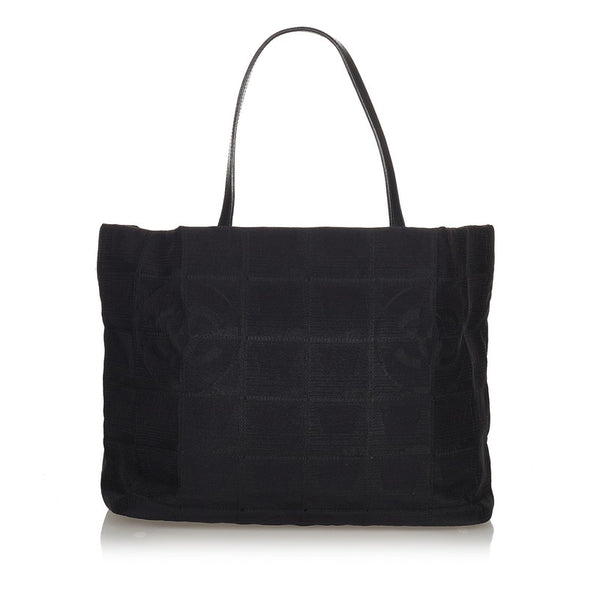 シャネル ニュートラベルライン トートバッグ ブラック ナイロン レザー レディース CHANEL 【中古】
