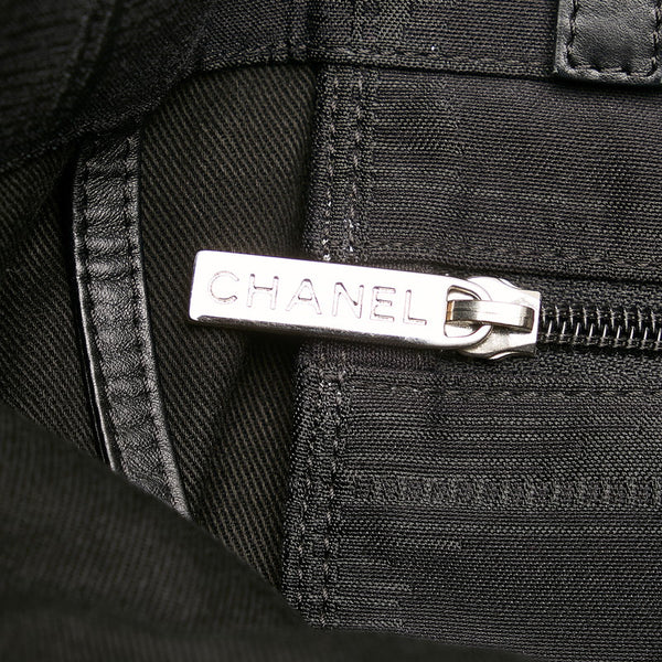 シャネル ニュートラベルライン トートバッグ ブラック ナイロン レザー レディース CHANEL 【中古】