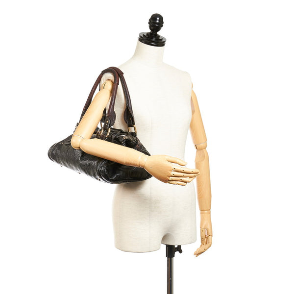 クロエ パディントン ブラック エナメル レザー ハンドバッグ レディース Chloe 【中古】