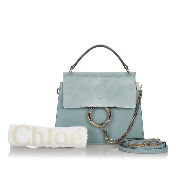 クロエ フェイ ブルー レザー スウェード ハンドバッグ ショルダーバッグ 2WAY レディース Chloe 【中古】
