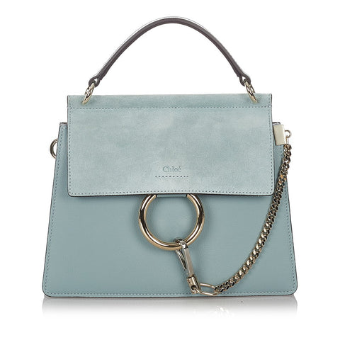 クロエ フェイ ブルー レザー スウェード ハンドバッグ ショルダーバッグ 2WAY レディース Chloe 【中古】