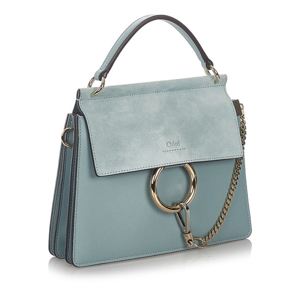 クロエ フェイ ブルー レザー スウェード ハンドバッグ ショルダーバッグ 2WAY レディース Chloe 【中古】