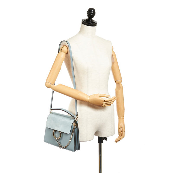 クロエ フェイ ブルー レザー スウェード ハンドバッグ ショルダーバッグ 2WAY レディース Chloe 【中古】