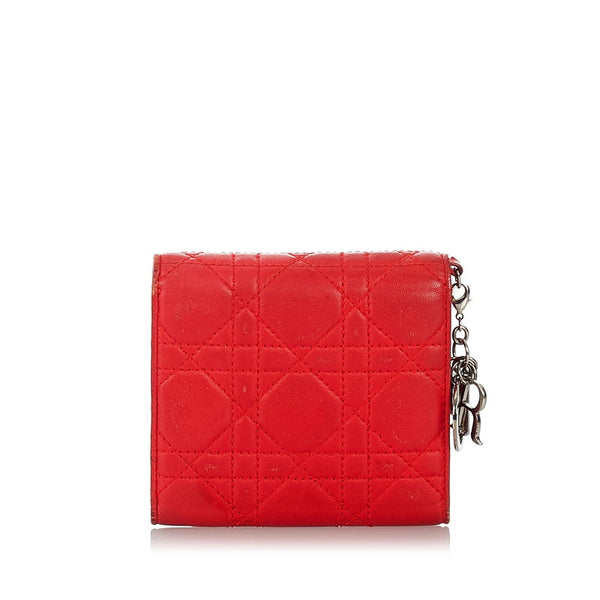 ディオール レッド レザー 三つ折り財布 レディース Dior 【中古】