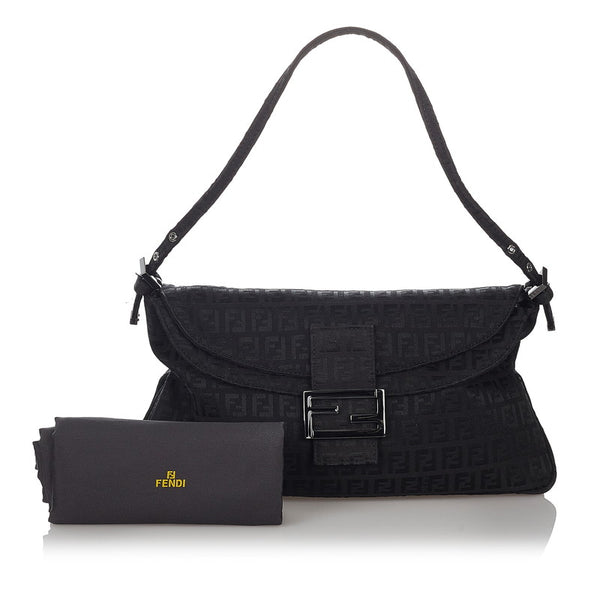 フェンディ ズッキーノ マンマバケット 8BR002 ブラック キャンバス ワンショルダー レディース FENDI 【中古】