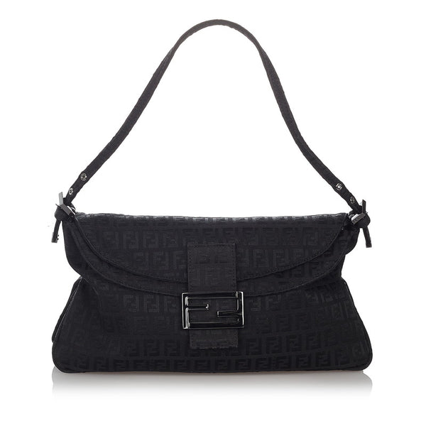 フェンディ ズッキーノ マンマバケット 8BR002 ブラック キャンバス ワンショルダー レディース FENDI 【中古】