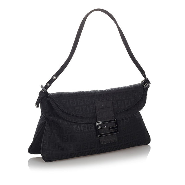 フェンディ ズッキーノ マンマバケット 8BR002 ブラック キャンバス ワンショルダー レディース FENDI 【中古】