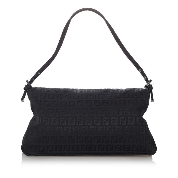 フェンディ ズッキーノ マンマバケット 8BR002 ブラック キャンバス ワンショルダー レディース FENDI 【中古】