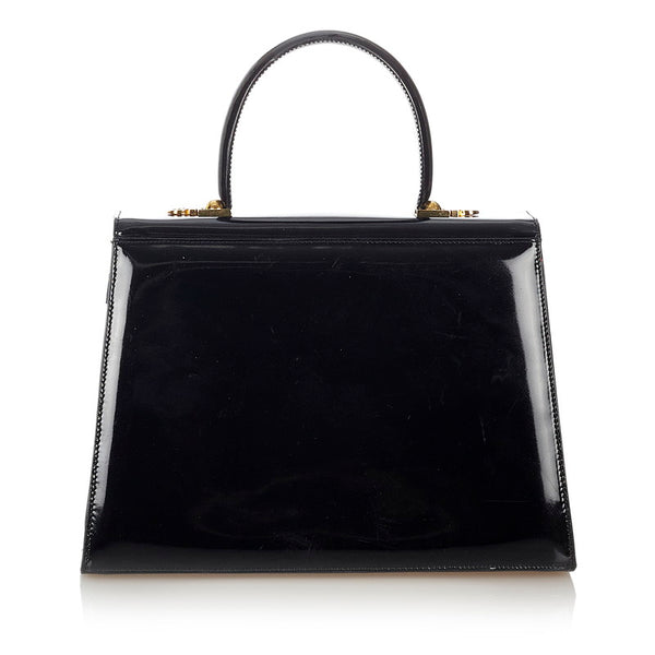 サルヴァトーレフェラガモ ガンチーニ  ゴールド金具 DD-21 2181 ブラック レザー ハンドバッグ レディース Salvatore Ferragamo 【中古】