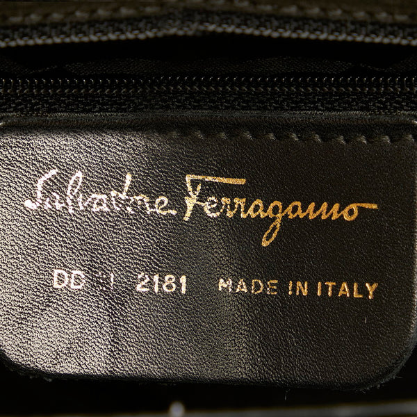 サルヴァトーレフェラガモ ガンチーニ  ゴールド金具 DD-21 2181 ブラック レザー ハンドバッグ レディース Salvatore Ferragamo 【中古】