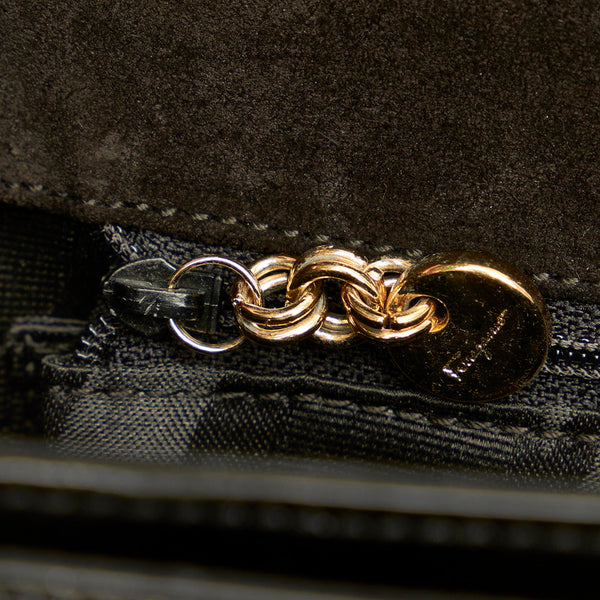 サルヴァトーレフェラガモ ガンチーニ  ゴールド金具 DD-21 2181 ブラック レザー ハンドバッグ レディース Salvatore Ferragamo 【中古】