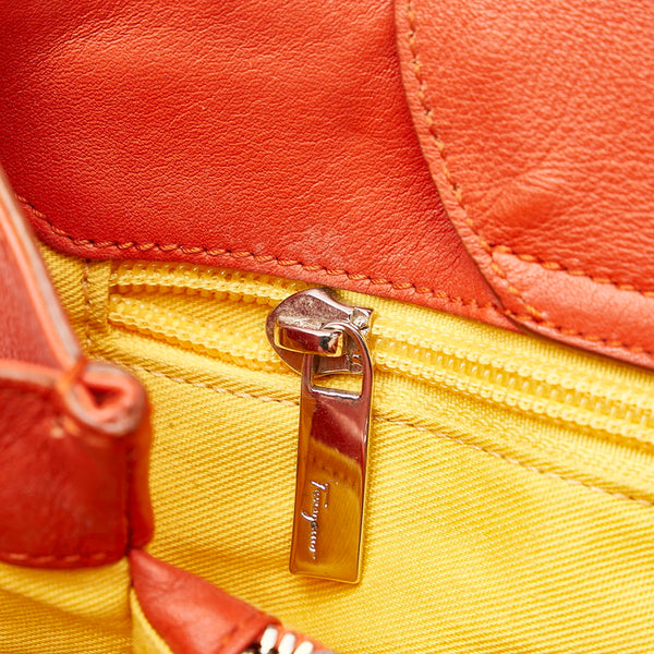 サルヴァトーレフェラガモ ガンチーニ ハンドバッグ OY-21 4301 オレンジ レザー レディース Salvatore Ferragamo 【中古】