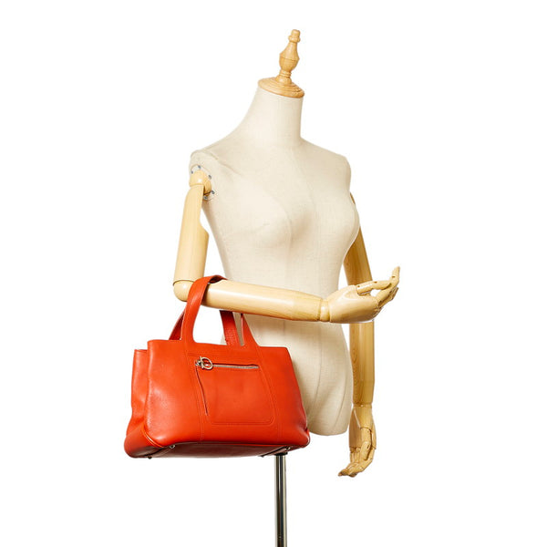 サルヴァトーレフェラガモ ガンチーニ ハンドバッグ OY-21 4301 オレンジ レザー レディース Salvatore Ferragamo 【中古】