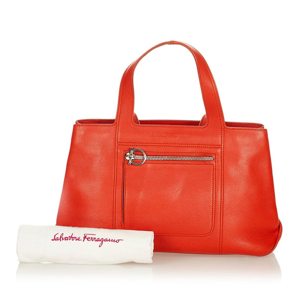サルヴァトーレフェラガモ ガンチーニ ハンドバッグ OY-21 4301 オレンジ レザー レディース Salvatore Ferragamo 【中古】