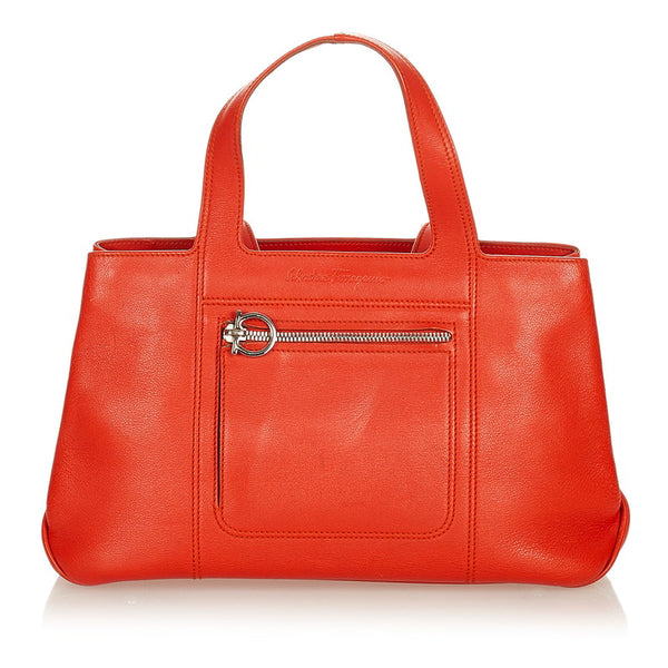 サルヴァトーレフェラガモ ガンチーニ ハンドバッグ OY-21 4301 オレンジ レザー レディース Salvatore Ferragamo 【中古】