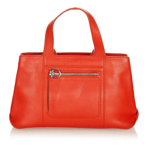 サルヴァトーレフェラガモ ガンチーニ ハンドバッグ OY-21 4301 オレンジ レザー レディース Salvatore Ferragamo 【中古】