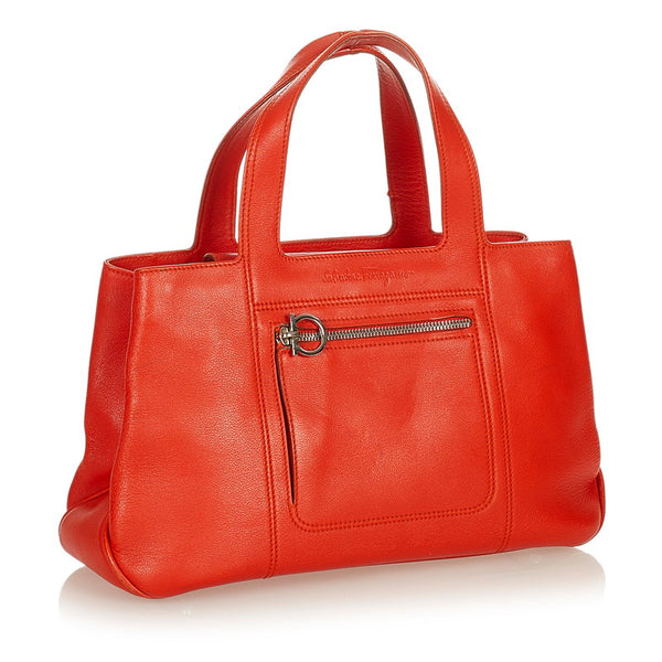 サルヴァトーレフェラガモ ガンチーニ ハンドバッグ OY-21 4301 オレンジ レザー レディース Salvatore Ferragamo 【中古】