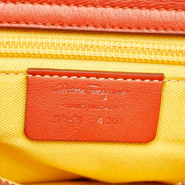 サルヴァトーレフェラガモ ガンチーニ ハンドバッグ OY-21 4301 オレンジ レザー レディース Salvatore Ferragamo 【中古】