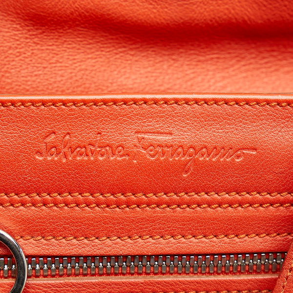 サルヴァトーレフェラガモ ガンチーニ ハンドバッグ OY-21 4301 オレンジ レザー レディース Salvatore Ferragamo 【中古】