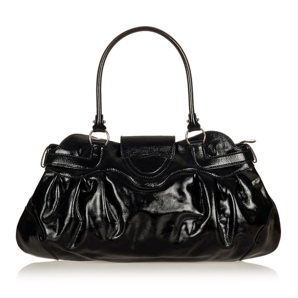 サルヴァトーレフェラガモ ガンチーニ AB-21 5370 ブラック パテントレザー ハンドバッグ レディース Salvatore Ferragamo 【中古】