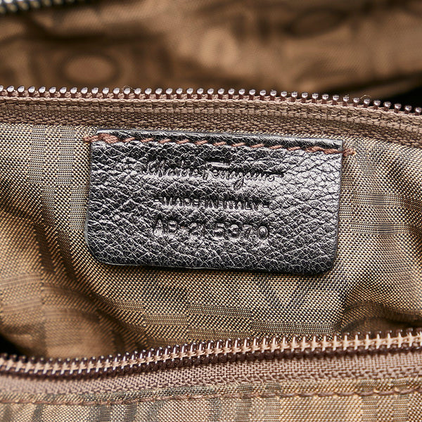 サルヴァトーレフェラガモ ガンチーニ AB-21 5370 ブラック パテントレザー ハンドバッグ レディース Salvatore Ferragamo 【中古】