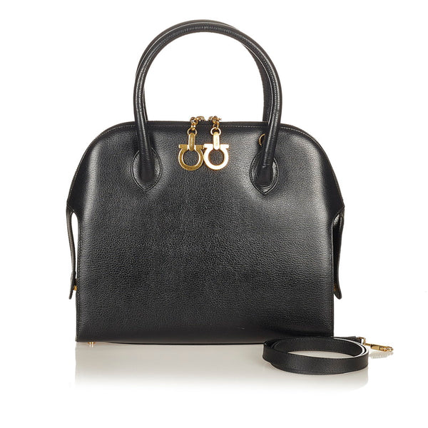 サルヴァトーレフェラガモ ガンチーニ AX 21 5644 ブラック レザー ハンドバッグ ショルダーバッグ 2WAY レディース Salvatore Ferragamo 【中古】