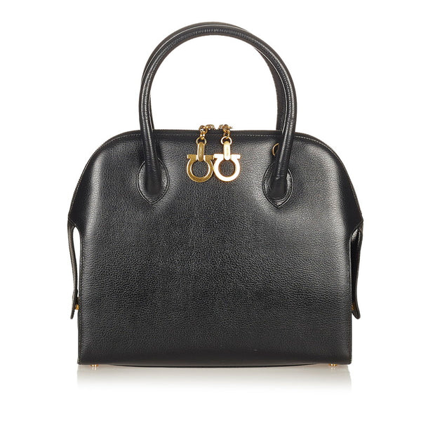 サルヴァトーレフェラガモ ガンチーニ AX 21 5644 ブラック レザー ハンドバッグ ショルダーバッグ 2WAY レディース Salvatore Ferragamo 【中古】