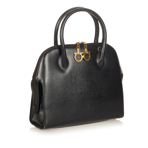 サルヴァトーレフェラガモ ガンチーニ AX 21 5644 ブラック レザー ハンドバッグ ショルダーバッグ 2WAY レディース Salvatore Ferragamo 【中古】