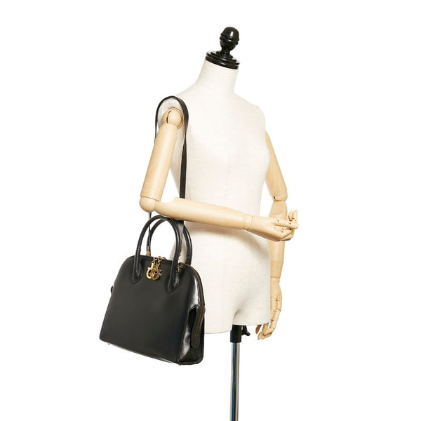 サルヴァトーレフェラガモ ガンチーニ AX 21 5644 ブラック レザー ハンドバッグ ショルダーバッグ 2WAY レディース Salvatore Ferragamo 【中古】