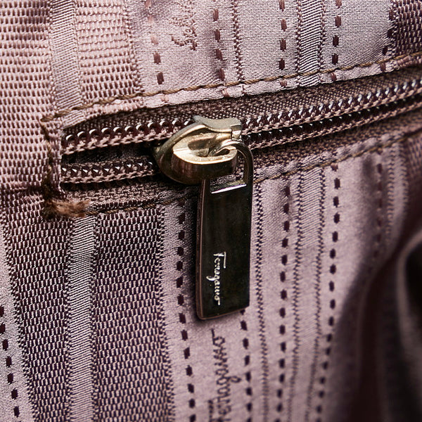 サルヴァトーレフェラガモ ガンチーニ ハンドバッグ AB-21 B936 ブラウン レザー レディース Salvatore Ferragamo 【中古】