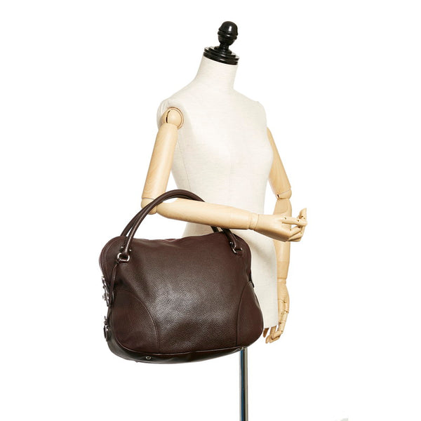 サルヴァトーレフェラガモ ガンチーニ ハンドバッグ AB-21 B936 ブラウン レザー レディース Salvatore Ferragamo 【中古】