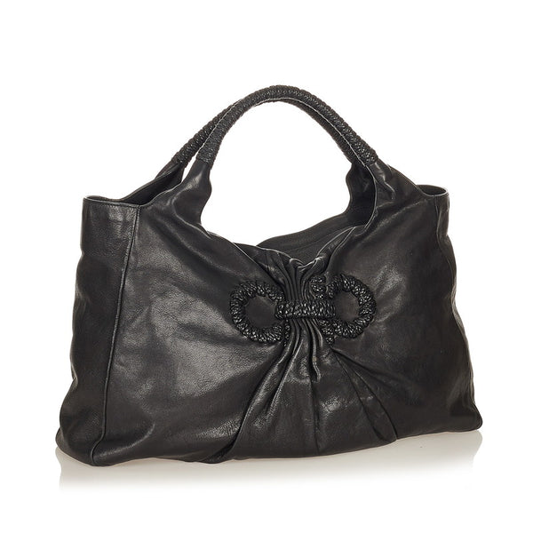 サルヴァトーレフェラガモ ダブルガンチーニ DY-21 B355 ブラック レザー ハンドバッグ レディース Salvatore Ferragamo 【中古】