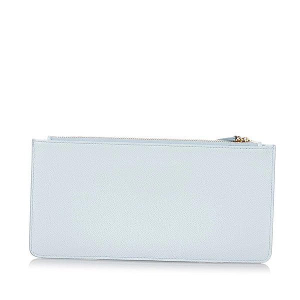 サルヴァトーレフェラガモ ゴールド金具 GJ-22 C905 ブルー レザー ポーチ レディース Salvatore Ferragamo 【中古】