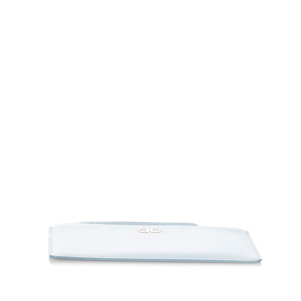 サルヴァトーレフェラガモ ゴールド金具 GJ-22 C905 ブルー レザー ポーチ レディース Salvatore Ferragamo 【中古】