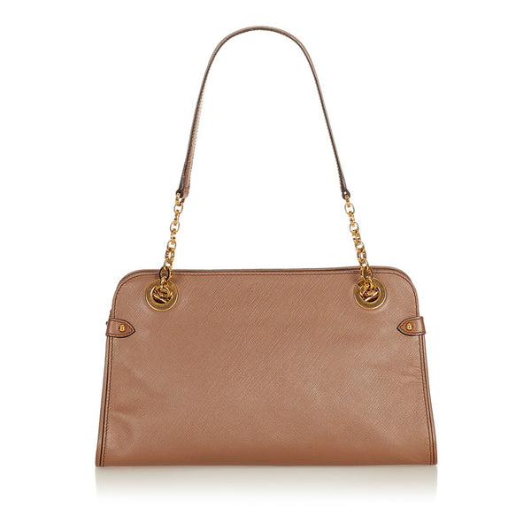 サルヴァトーレフェラガモ ガンチーニ チェーン ショルダーバッグ ブラウン レザー レディース Salvatore Ferragamo 【中古】