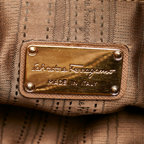 サルヴァトーレフェラガモ ガンチーニ チェーン ショルダーバッグ ブラウン レザー レディース Salvatore Ferragamo 【中古】