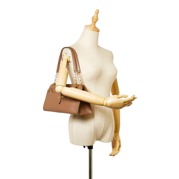 サルヴァトーレフェラガモ ガンチーニ チェーン ショルダーバッグ ブラウン レザー レディース Salvatore Ferragamo 【中古】