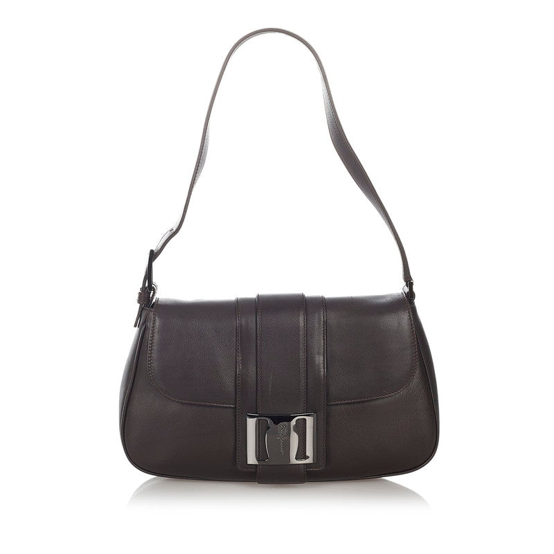 サルヴァトーレフェラガモ ヴァラ AU-21-2849 ブラウン レザー ショルダーバッグ レディース Salvatore Ferragamo 【中古】