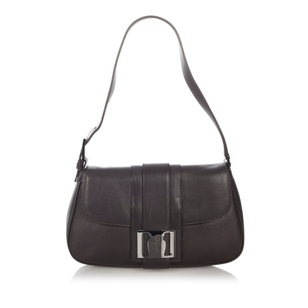 サルヴァトーレフェラガモ ヴァラ AU-21-2849 ブラウン レザー ショルダーバッグ レディース Salvatore Ferragamo 【中古】