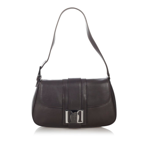 サルヴァトーレフェラガモ ヴァラ AU-21-2849 ブラウン レザー ショルダーバッグ レディース Salvatore Ferragamo 【中古】