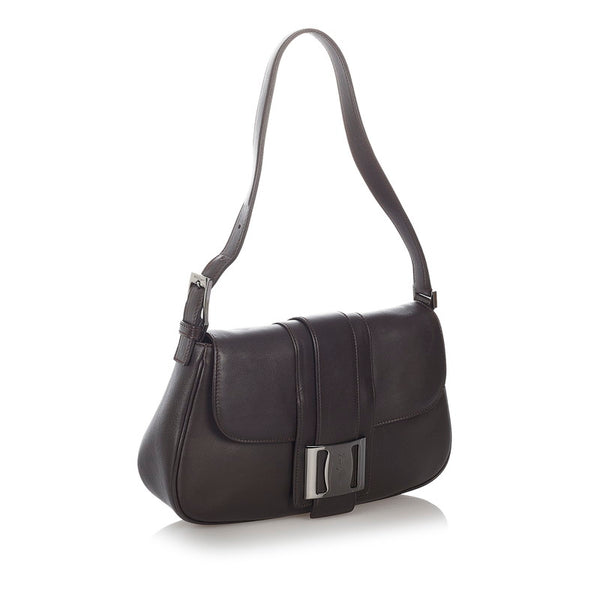 サルヴァトーレフェラガモ ヴァラ AU-21-2849 ブラウン レザー ショルダーバッグ レディース Salvatore Ferragamo 【中古】