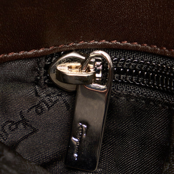 サルヴァトーレフェラガモ ヴァラ AU-21-2849 ブラウン レザー ショルダーバッグ レディース Salvatore Ferragamo 【中古】