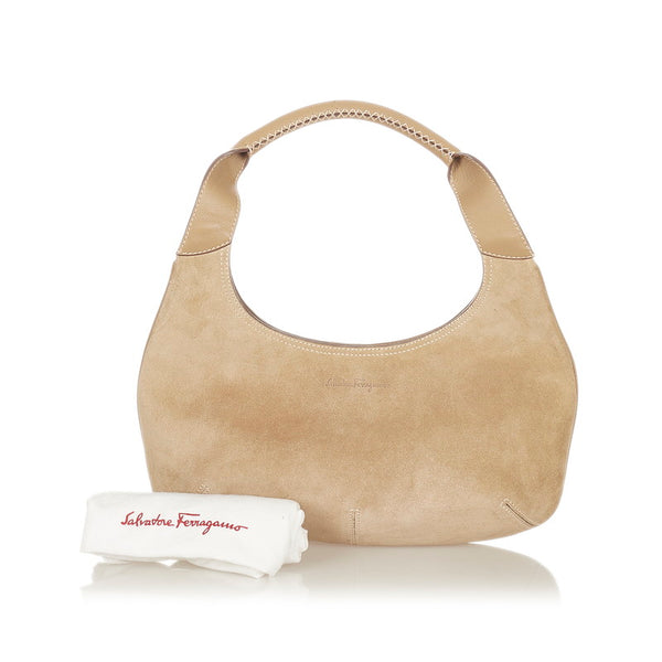 サルヴァトーレフェラガモ ショルダーバッグ AU-21-2773 ベージュ スウェード レザー レディース Salvatore Ferragamo 【中古】