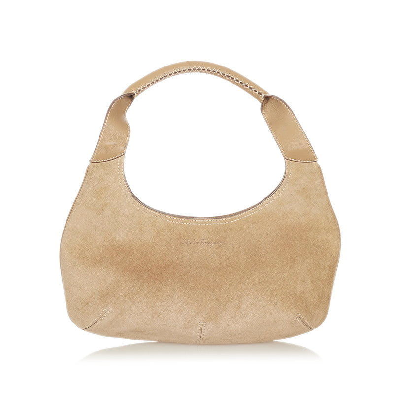 サルヴァトーレフェラガモ ショルダーバッグ AU-21-2773 ベージュ スウェード レザー レディース Salvatore Ferragamo 【中古】